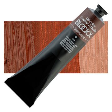 Open in modal - Blockx Artist Oil Color - Burnt Sienna Light, 200 ml Tube and swatch