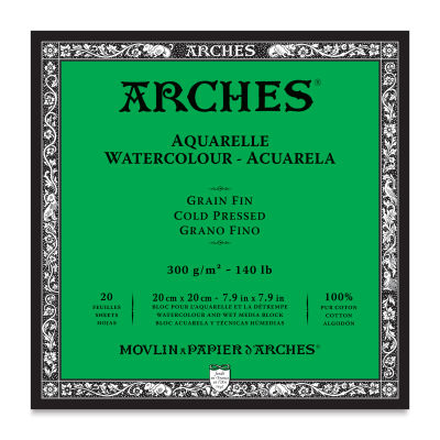 Arches Watercolor Block - 7.9" x 7.9", Cold Press, 140 lb, 20 sheets