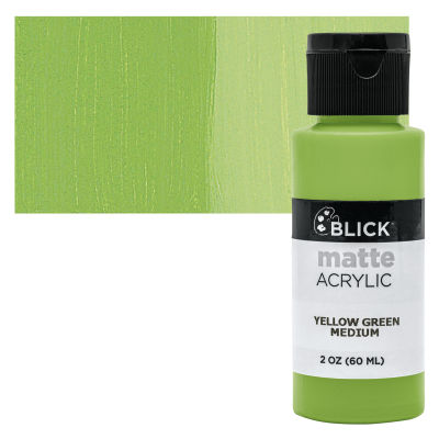 Blick Matte Acrylic - Yellow Green Medium, 2 oz bottle with swatch