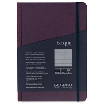 Open in modal - Fabriano Ecoqua Plus Fabric-Bound Notebook - Wine, 5-4/5" x 8-1/4", Lined, front cover