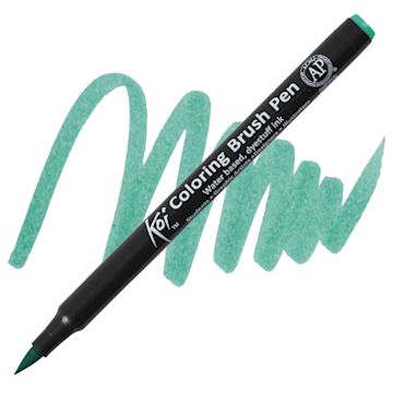 Open in modal - Sakura Koi Coloring Brush Pen - Blue Green Light pen and swatch