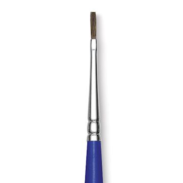 Open in modal - Blick Scholastic Red Sable Brush - Flat, Long Handle, Size 1 close up