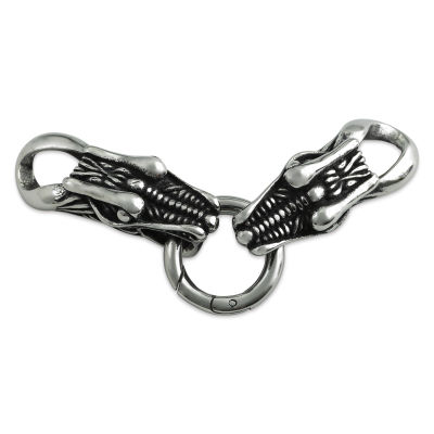 John Bead Stainless Steel Antique Silver Clasp - Dragon Head, 37 x 13 mm