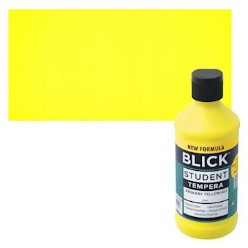 Open in modal - Blick Student Tempera Paint - Primary Yellow, 8 oz bottle and swatch