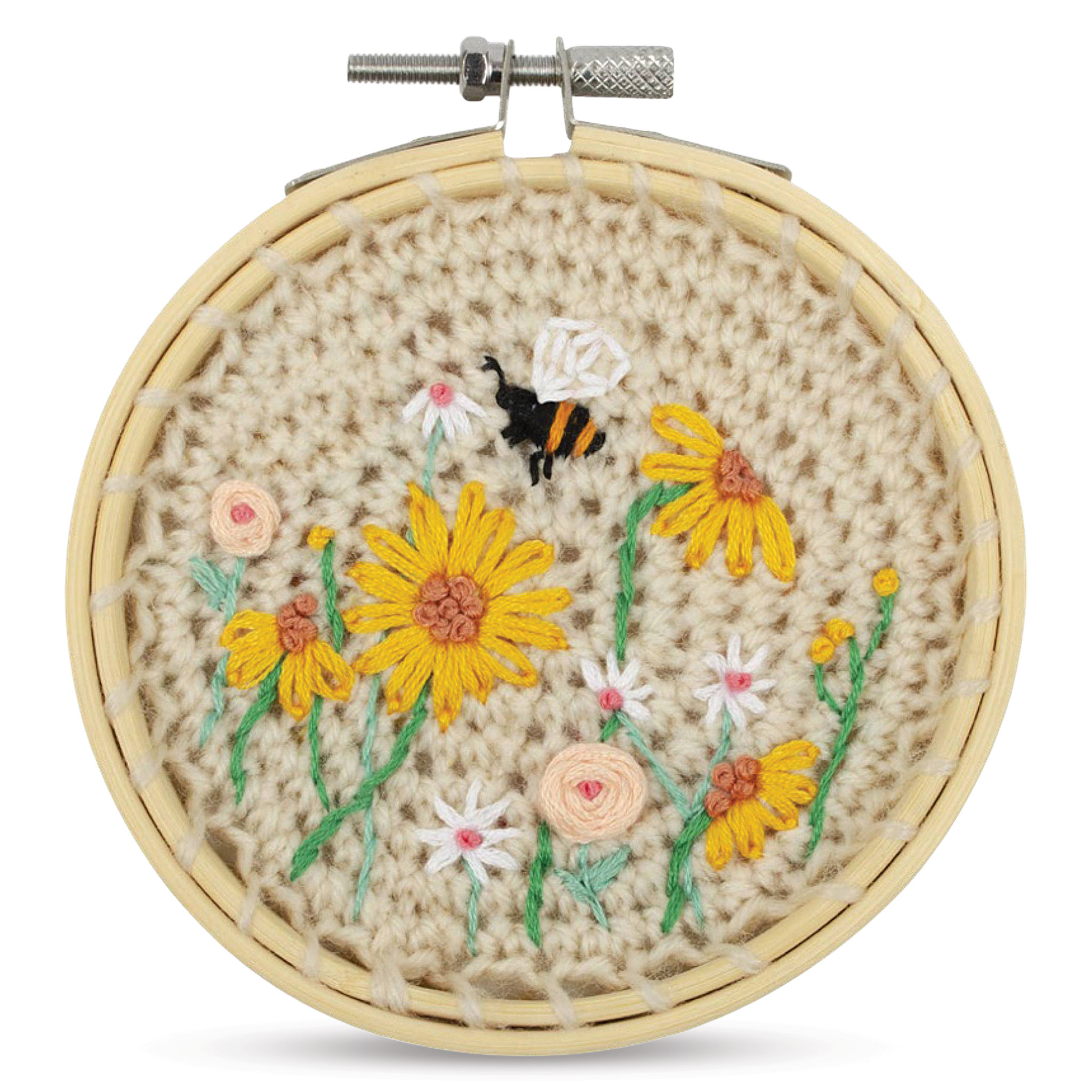 Needle Creations Crochet Hoop Kit Bee and Flowers BLICK Art Materials