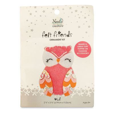 Needle Creations Felt Friends Pink Owl Ornament Kit (Front of packaging)