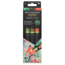 Spectrum Noir Sparkle Glitter Brush Pens - Earthly Natural Colors, Set of 3 (front of package)