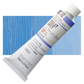 Open in modal - Holbein Artists' Oil Color - Violet Gray, 40 ml tube and swatch