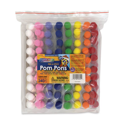 Peel & Stick Pom Pons - Front of package showing Pom Pons
