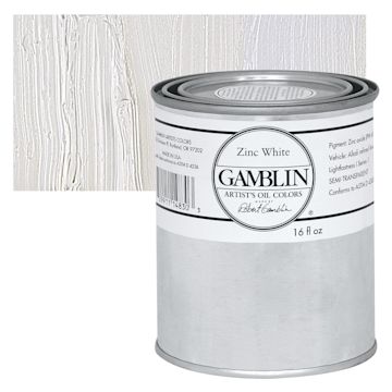 Open in modal - Gamblin Artist's Oil Color - Zinc White, 16 oz Can and swatch