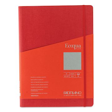 Open in modal - Fabriano Ecoqua Plus Hidden Spiral-Bound Notebook - Red, 11-7/10" x 8-1/4", Dot Grid, front cover