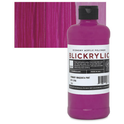 Blickrylic Student Acrylics - Primary Magenta, Pint bottle and swatch