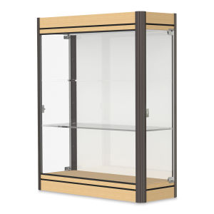 Waddell Contempo Series Display Case - White, Light Maple Base with Dark Bronze Frame, Wall