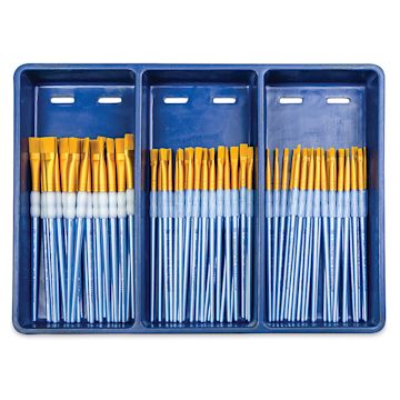 Open in modal - Royal Langnickel Golden Taklon Brushes - Shader Combo Set of 72 (Brushes in Tray)
