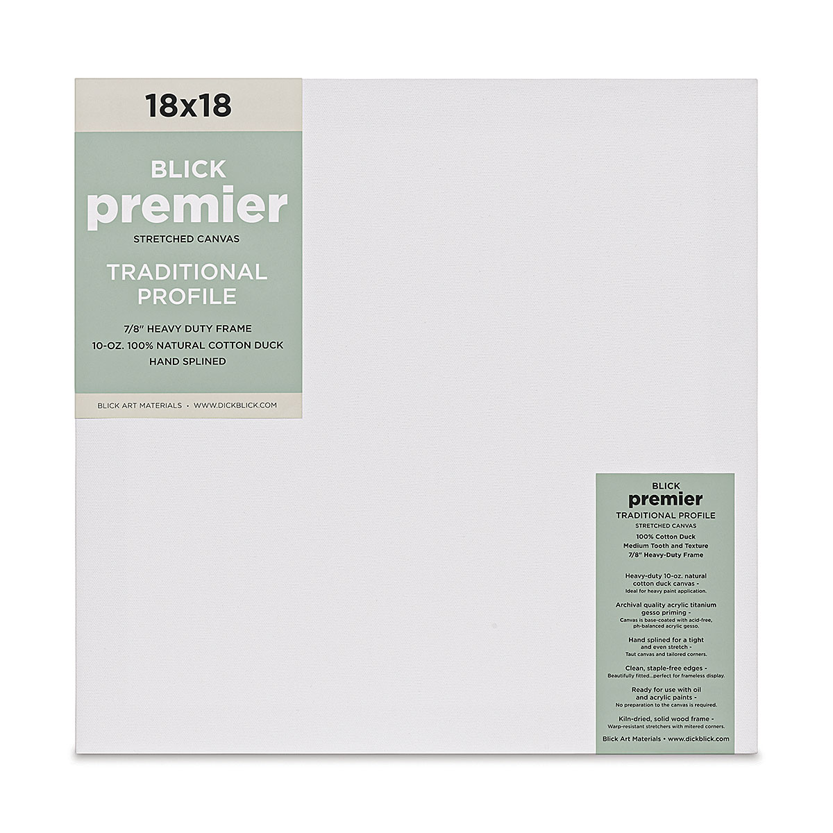 Blick Premier Cotton Canvas - Back-Stapled, 7/8 Traditional Profile, 18 x  24