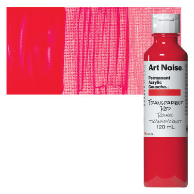 Tri-Art Art Noise Permanent Acrylic Gouache - Transparent Red, 120 ml, Bottle with swatch