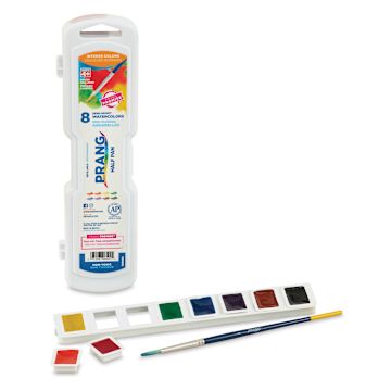 Open in modal - Prang Semi-Moist Watercolor Paint - Square Pans, Assorted, Set of 8