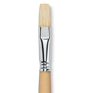 Escoda Clasico Chungking White Bristle Brush - Flat, Long Handle, Size 16