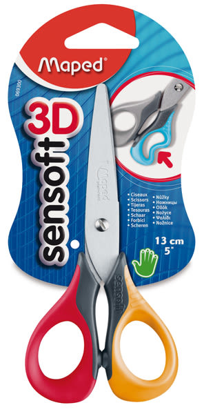 Maped Sensoft 3D Scissors - Right Handed, 5", Red/Yellow