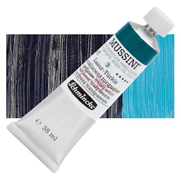 Open in modal - Schmincke Mussini Oil Color - Translucent Turquoise, 35 ml tube and swatch