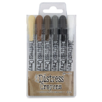 Ranger Tim Holtz Distress Crayons - Front of package of Set of 6 Neutral Crayons