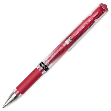 Open in modal - Uni-Ball Signo Impact Rollerball Gel Pen - Metallic Red, cap off