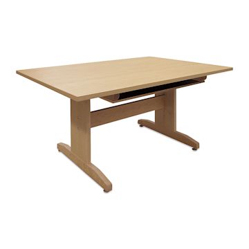 Open in modal - Hann Art Table - 30''H x 60''L x 42''W, Rounded Corner With Shelf, High Pressure Laminate Top