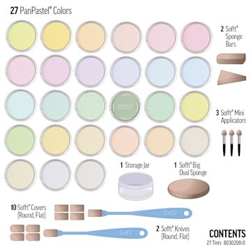 Open in modal - PanPastel Artists' Painting Pastels Set - Tints, Set of 27 - contents