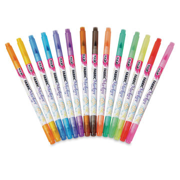 Tulip Dual-Tip Fabric Markers - Set of 14 Markers shown capped in fan