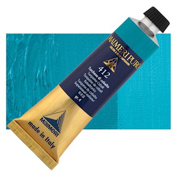 Open in modal - Maimeri Puro Oil Color - Turquoise Cobalt, 40 ml Tube and swatch