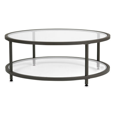 Studio Designs Camber Round Coffee Table with two glass shelves