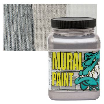 Open in modal - Chroma Acrylic Mural Paint - Rock Star (Silver), 16 oz jar and swatch