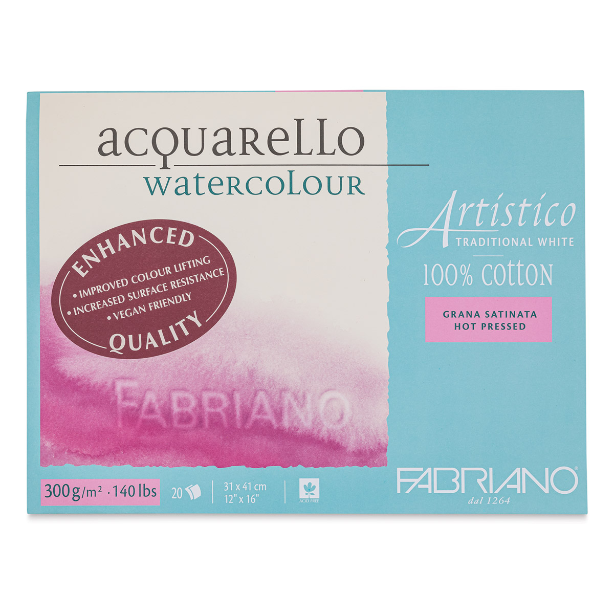 Fabriano Artistico Watercolor Block, 5 x 7, Extra White Cold Press 140lbs