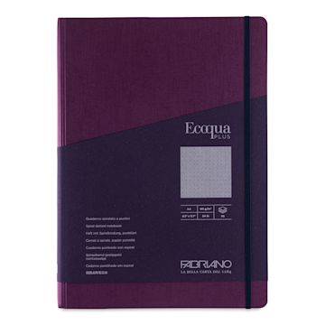 Open in modal - Fabriano Ecoqua Plus Hidden Spiral-Bound Notebook - Wine, 11-7/10" x 8-1/4", Dot Grid, front cover