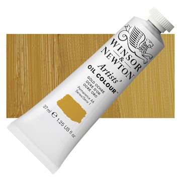 Open in modal - Winsor & Newton Artists' Oil Color - Gold Ochre, 37 ml tube and swatch