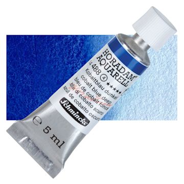 Open in modal - Schmincke Horadam Aquarell Artist Watercolor - Cobalt Blue Deep, 5 ml tube and swatch