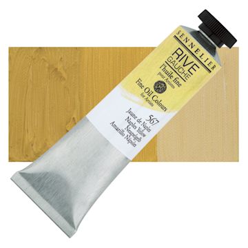 Open in modal - Sennelier Rive Gauche Artists Oil Color - Naples Yellow, 40 ml tube and swatch