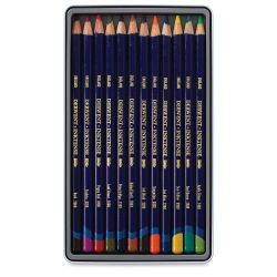 Derwent Inktense Pencil Set - Assorted Colors, Tin Box, Set of 12. Set contents.