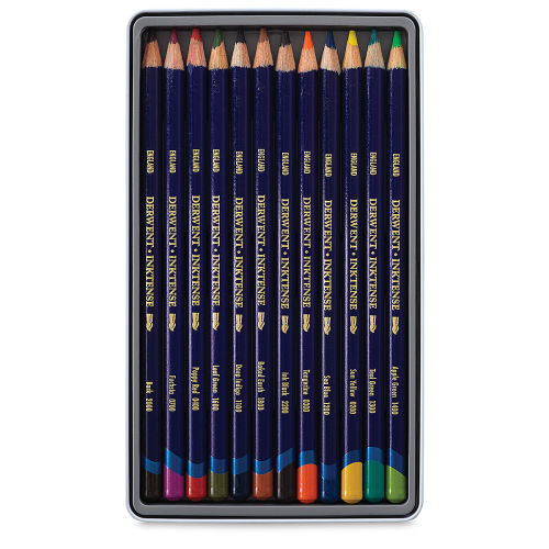 Derwent Inktense Pencil Set - Assorted Colors, Tin Box, Set of 12