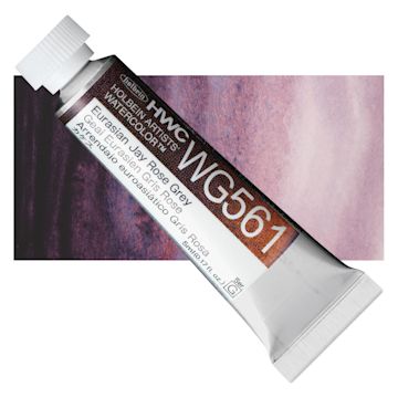 Open in modal - Holbein Artists' Watercolor - Eurasian Jay Rose Grey, 5 ml tube and swatch