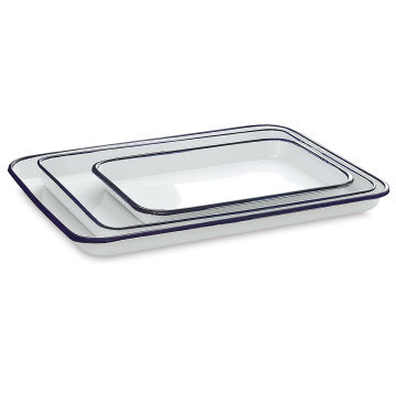 Richeson Butcher Tray Palettes - 3 Porcelain enameled trays stacked