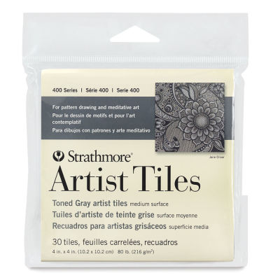 Strathmore 400 Series Toned Paper Artist Tiles - Front of package of Gray Tiles
