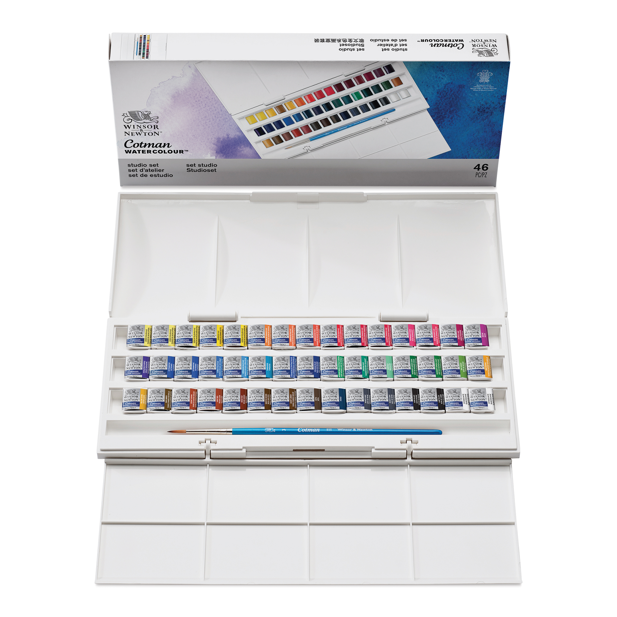 Winsor & Newton Cotman Watercolor- Studio Set, Set of 24, Assorted Colors,  Full Pans