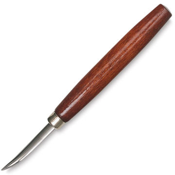 Intaglio Small Curved Burnisher - Wooden handle tool shown at angle