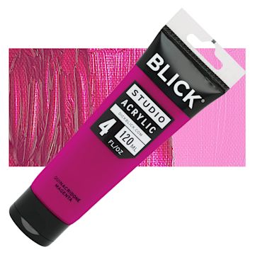 Open in modal - Blick Studio Acrylic Paint - Quinacridone Magenta, 4 oz tube and swatch