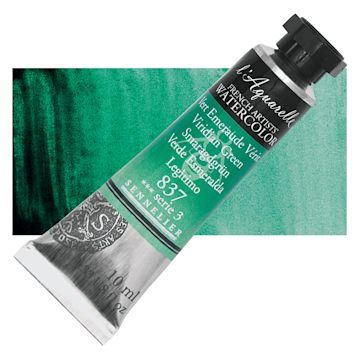 Open in modal - Sennelier French Artists' Watercolor - Viridian Green, 10 ml Tube and swatch