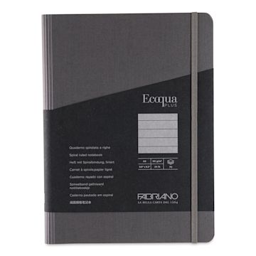 Open in modal - Fabriano Ecoqua Plus Hidden Spiral-Bound Notebook - Grey, 8-1/4" x 5-4/5", Ruled, front cover