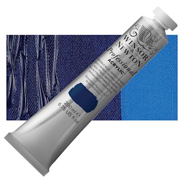 Open in modal - Winsor & Newton Professional Acrylic Paint - Phthalo Blue Green Shade, 200 ml tube and swatch