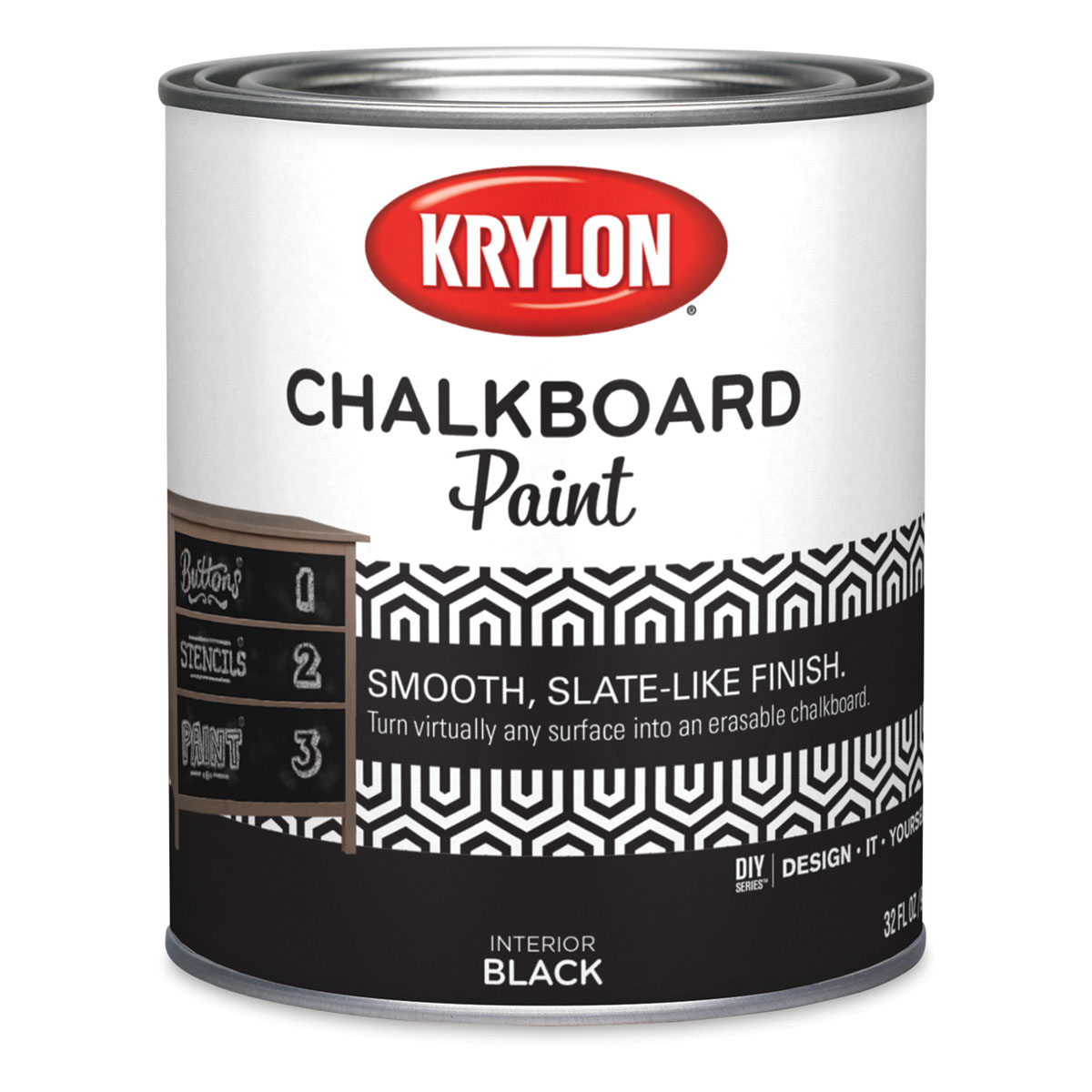 Krylon Chalkboard Paint Brush-On, Black, 1 Quart, Size: 1 qt