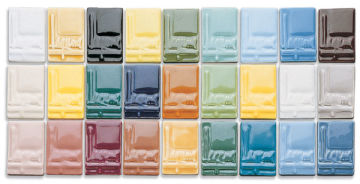 Laguna Lead-Free Gloss Glazes - Tile Chart showing colors available